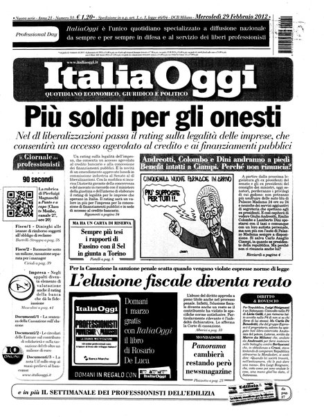 Italia oggi : quotidiano di economia finanza e politica